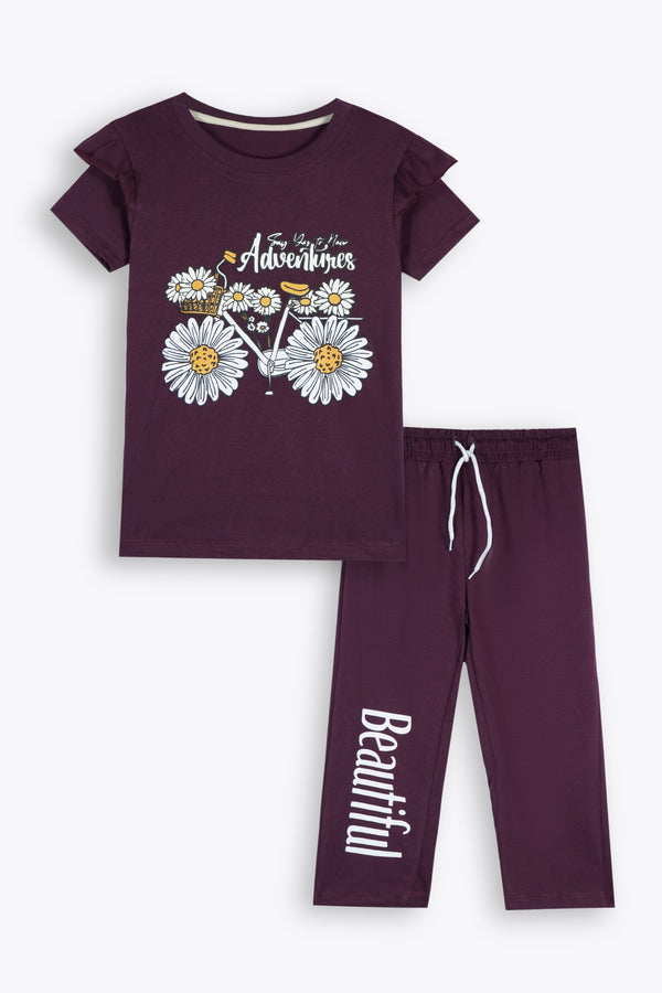 Floral Adventure Tee & Jogger Set – Girls’ Tracksuit