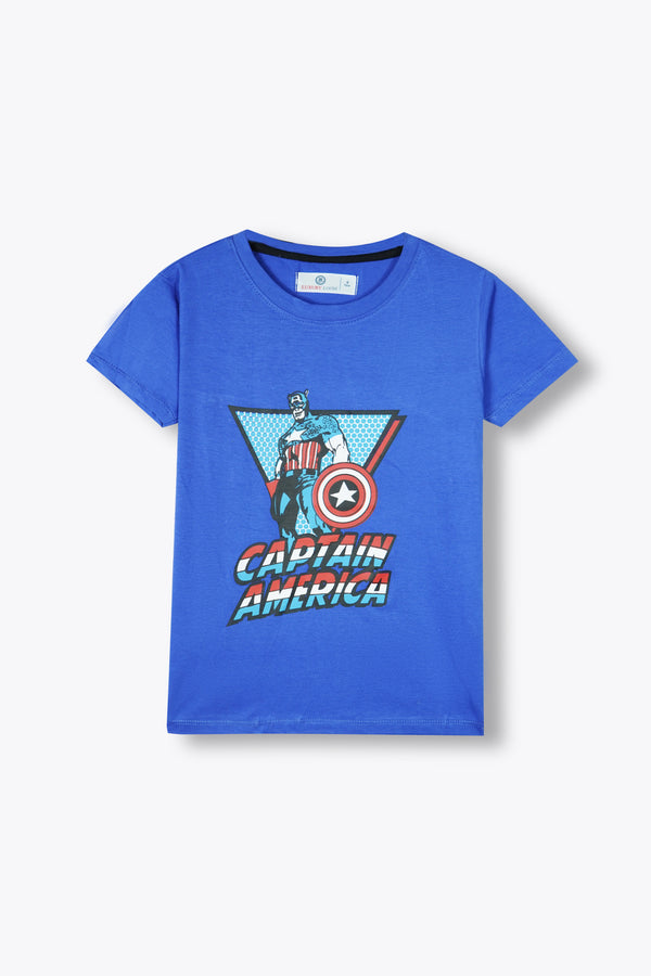 Boys' Blue Captain America Graphic T-Shirt – Superhero Style