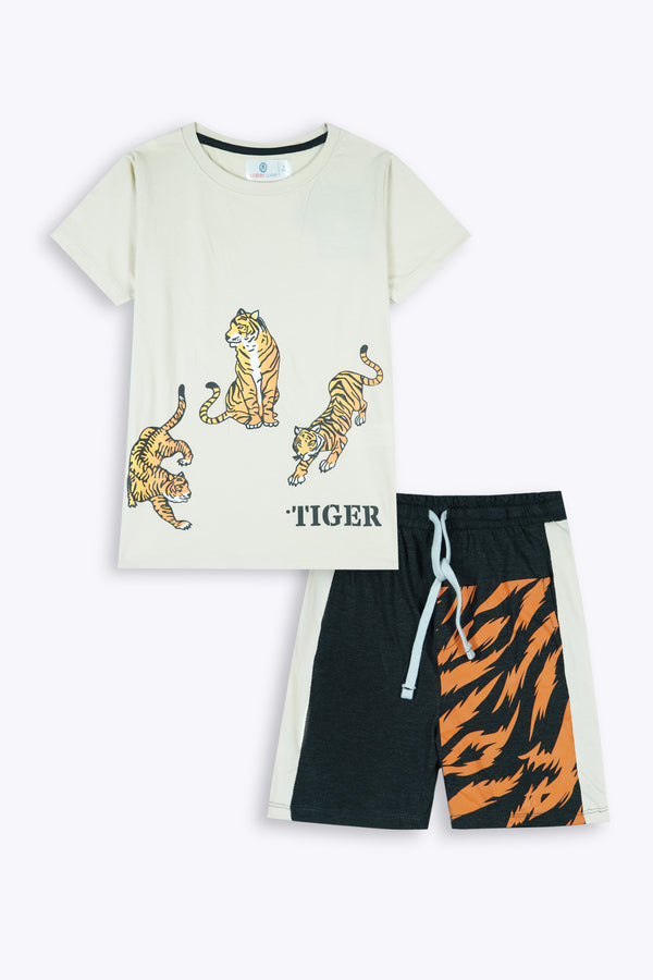 Tiger Print T-Shirt & Shorts Set