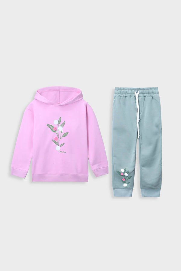 Premium Quality"Cotton Fleece"Fllower Printed"Track Suit For Kids