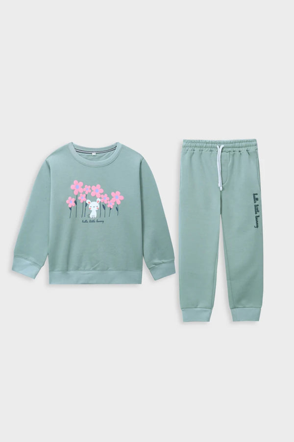 Premium Quality"Cotton Fleece"Hello Little Bunny Printed"Track Suit For Kids